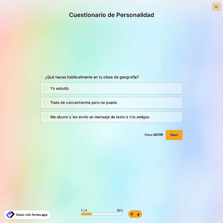 Plantilla de Cuestionario de Personalidad