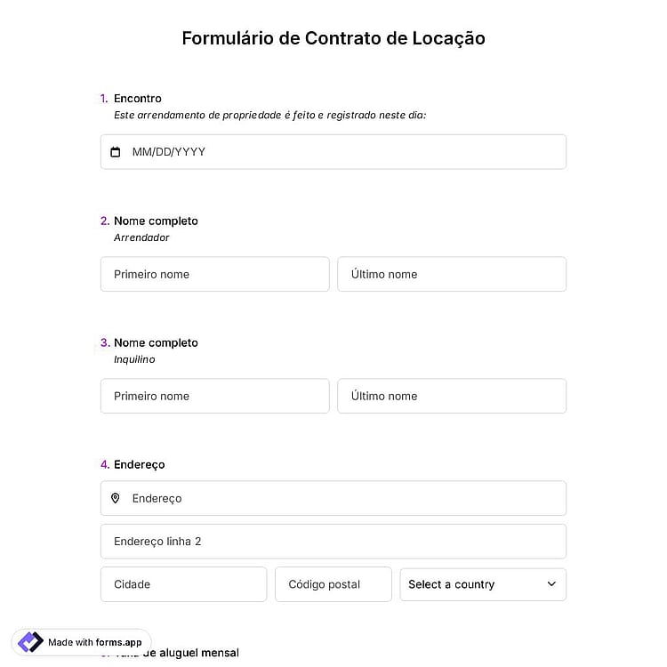 Formulário de Contrato de Locação