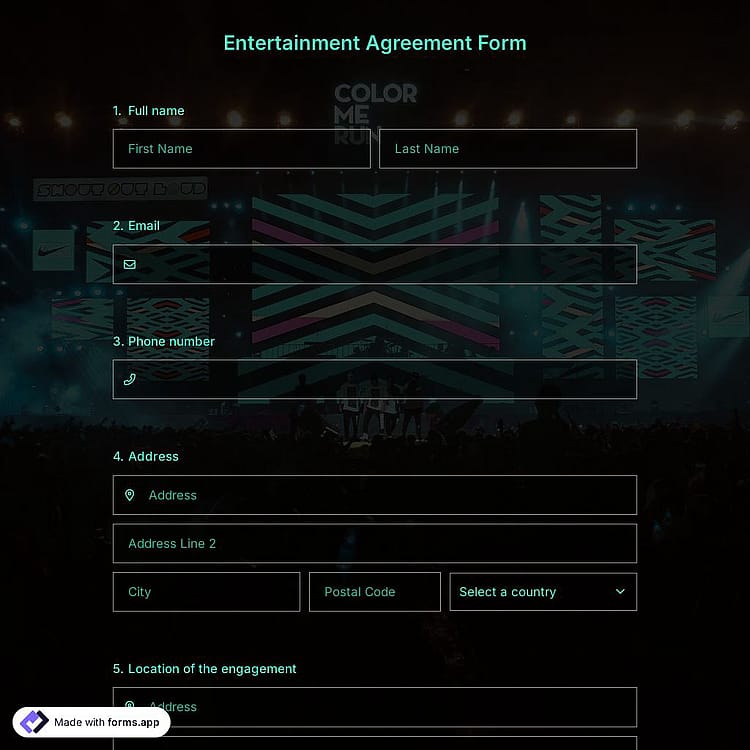 Entertainment Agreement Form