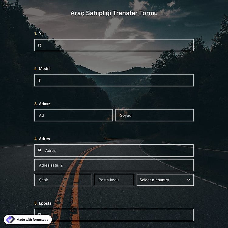 Araç Sahipliği Transfer Formu Şablonu