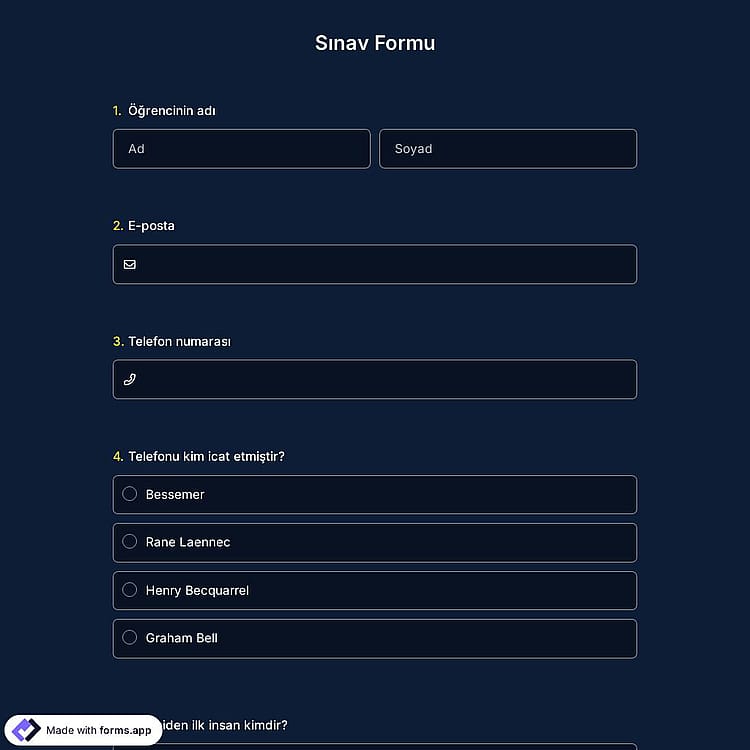 Sınav Formu Şablonu