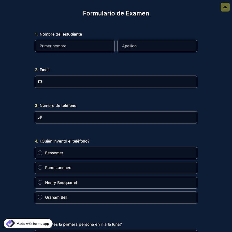 Plantilla de Formulario de Examen