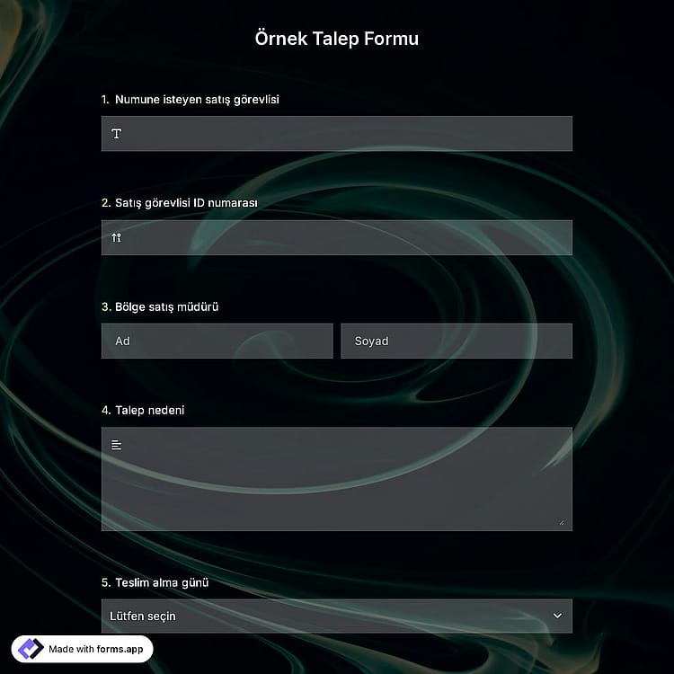 Örnek Talep Formu Şablonu