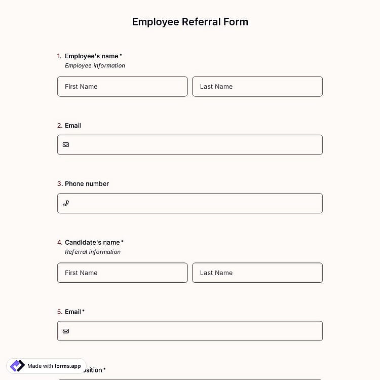 Employee Referral Form Template