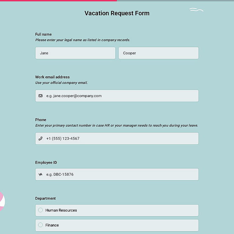 Vacation Request Form Template