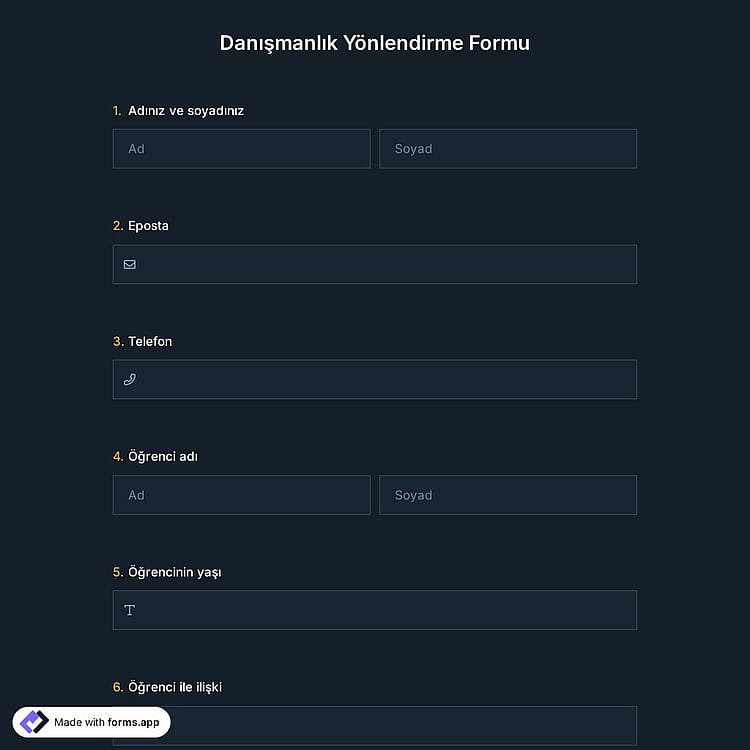 Danışmanlık Yönlendirme Formu Şablonu