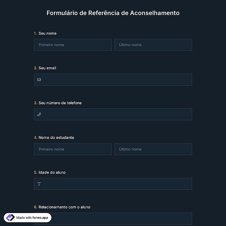 Formulário de Referência de Aconselhamento