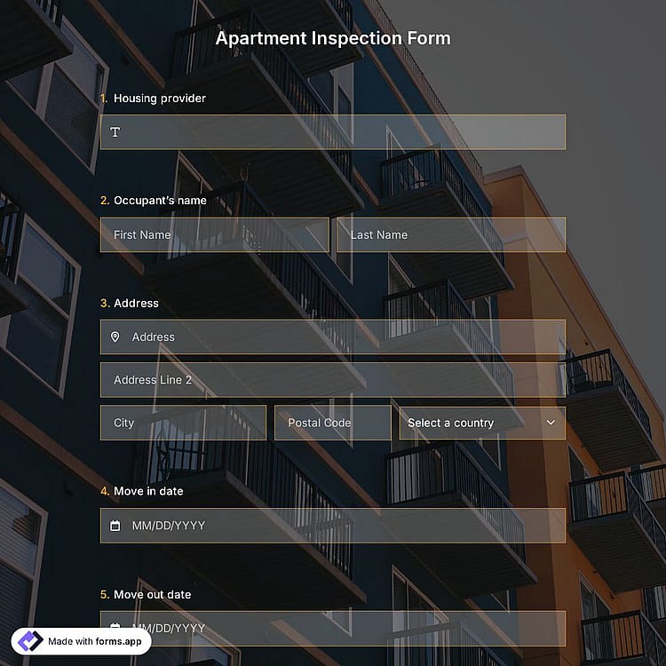 Apartment Inspection Form Template