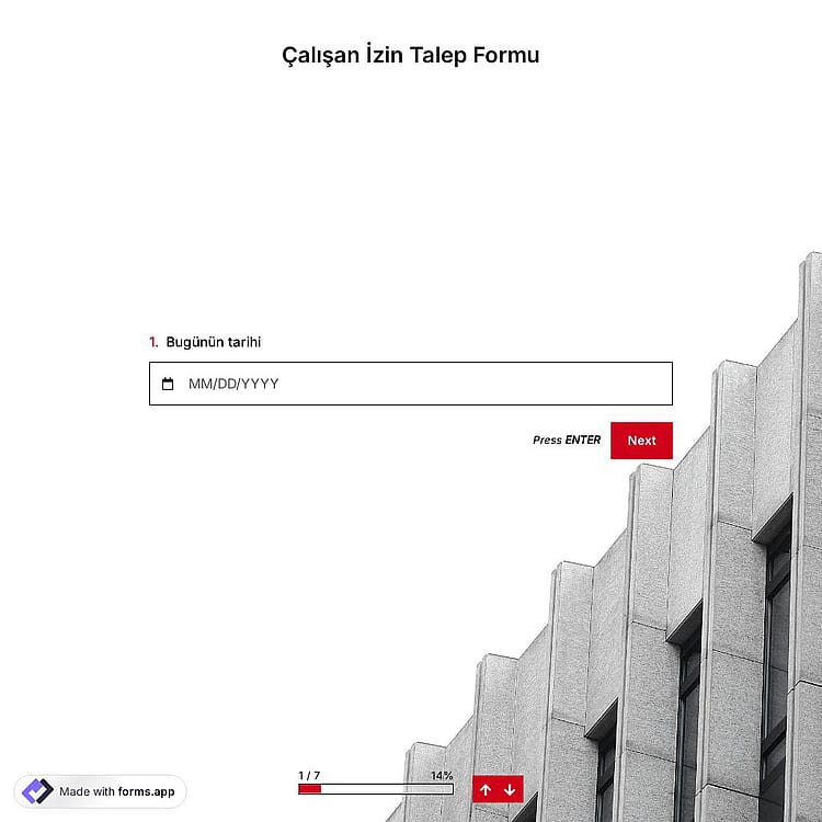 Çalışan İzin Talep Formu Şablonu