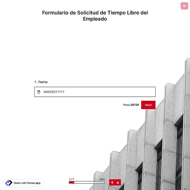 Plantilla de Formulario de Solicitud de Tiempo Libre del Empleado