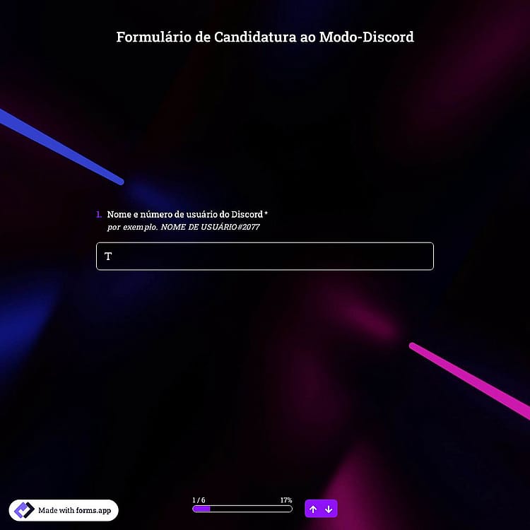Formulário de Candidatura ao Modo-Discord