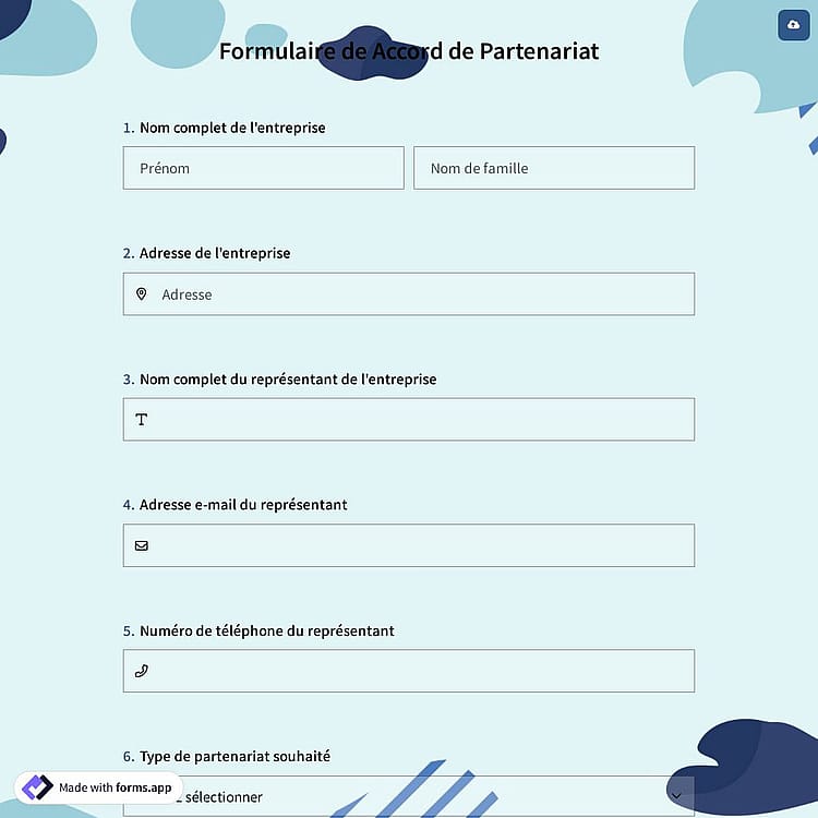 Formulaire de Accord de Partenariat