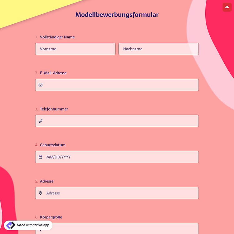 Modellbewerbungsformular
