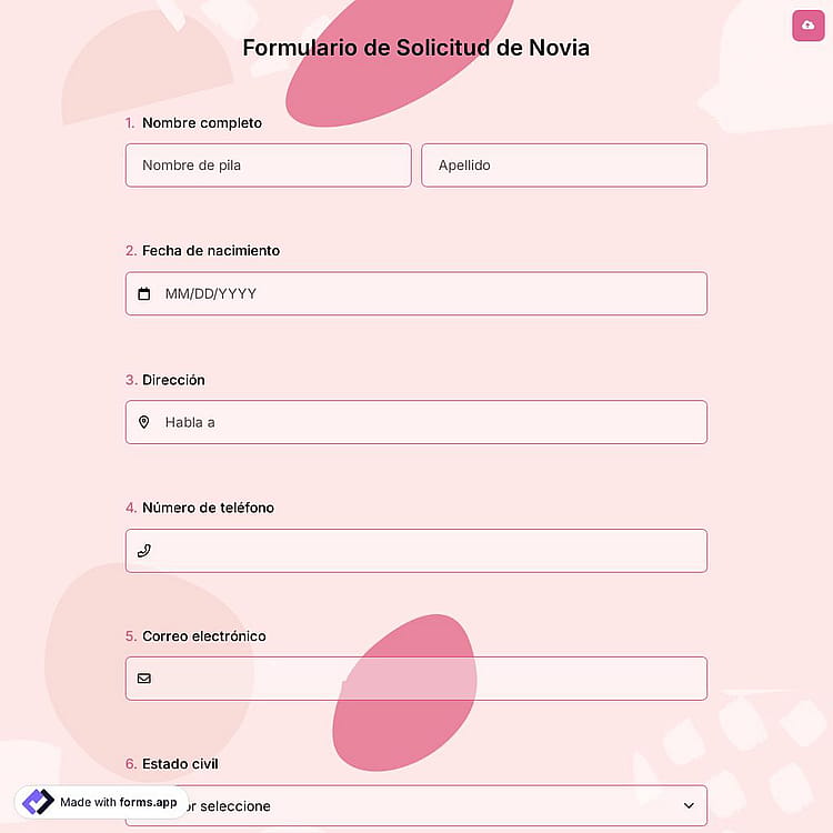 Formulario de Solicitud de Novia