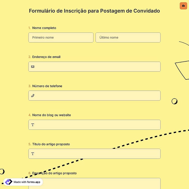 Formulário de Inscrição para Postagem de Convidado