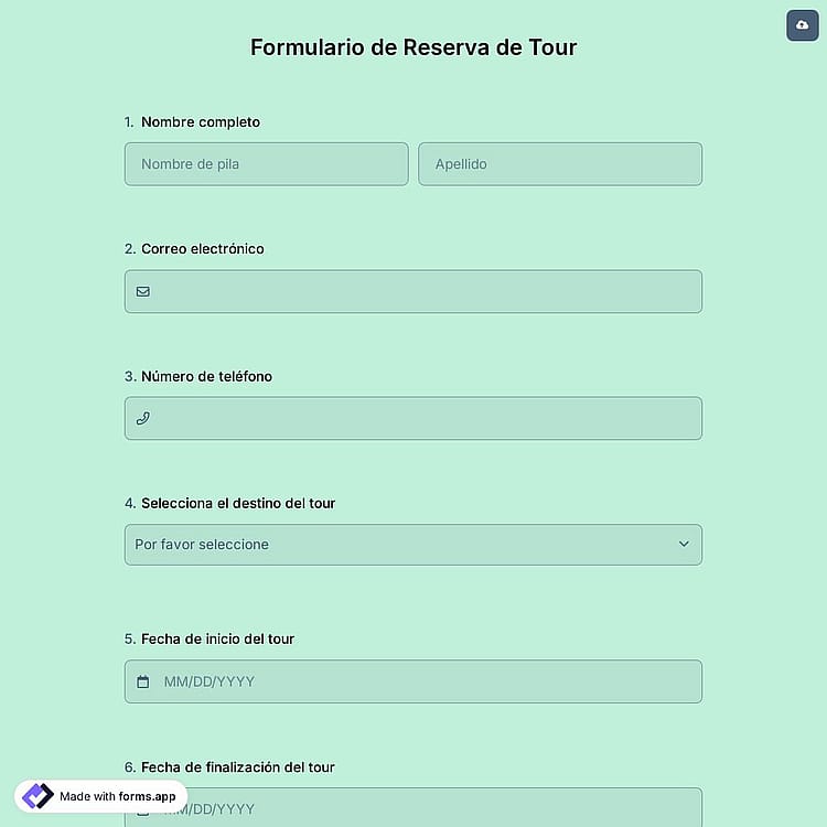 Formulario de Reserva de Tour