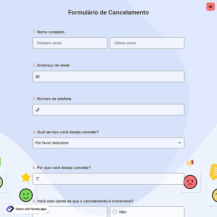 Formulário de Cancelamento