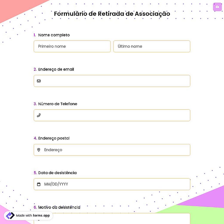 Formulário de Retirada de Associação