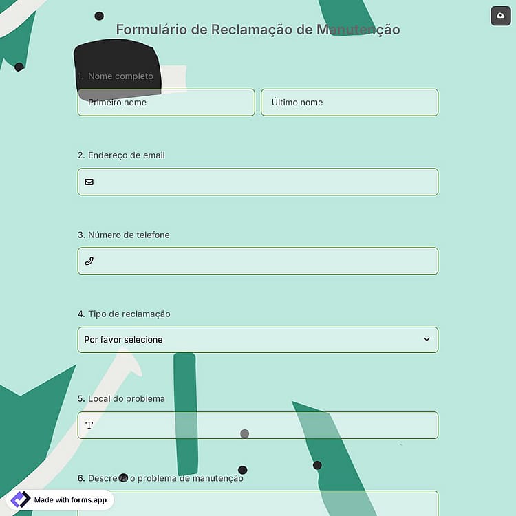 Formulário de Reclamação de Manutenção
