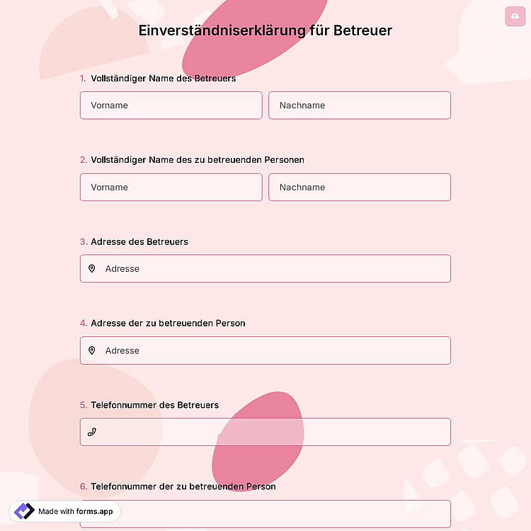 Einverständniserklärung für Betreuer