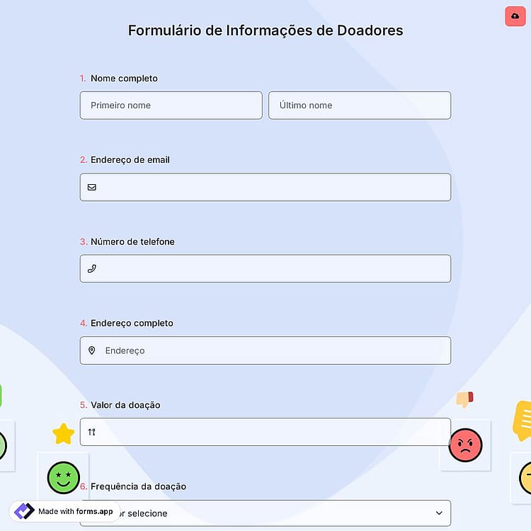 Formulário de Informações de Doadores