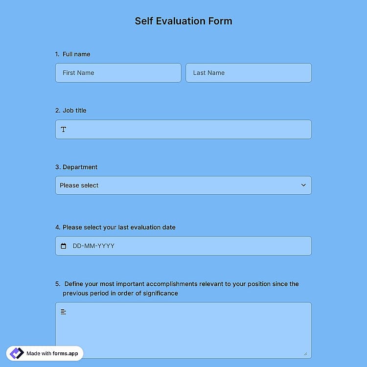 Self Evaluation Form