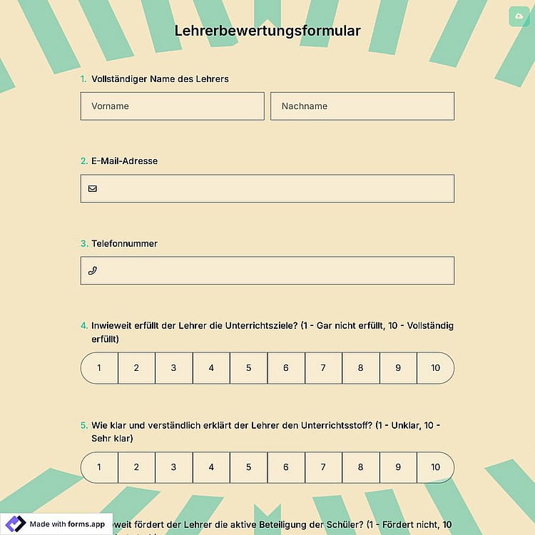 Lehrerbewertungsformular