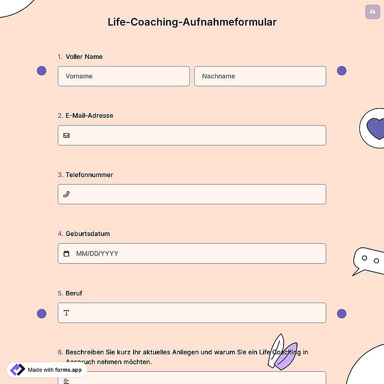 Life-Coaching-Aufnahmeformular
