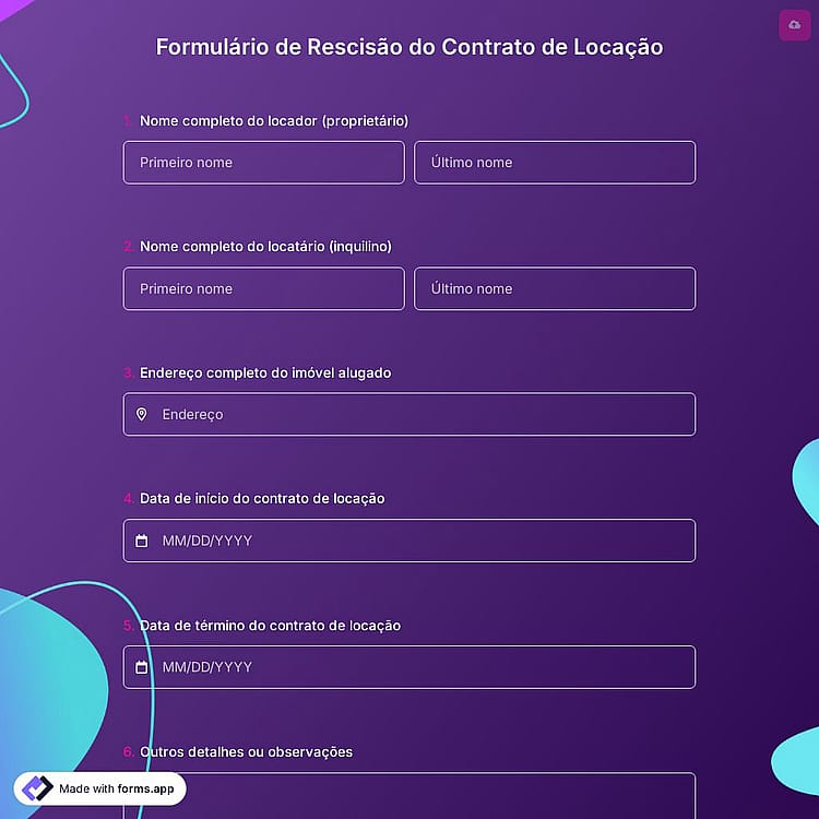 Formulário de Rescisão do Contrato de Locação