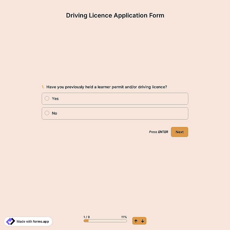 Driving License Application Form