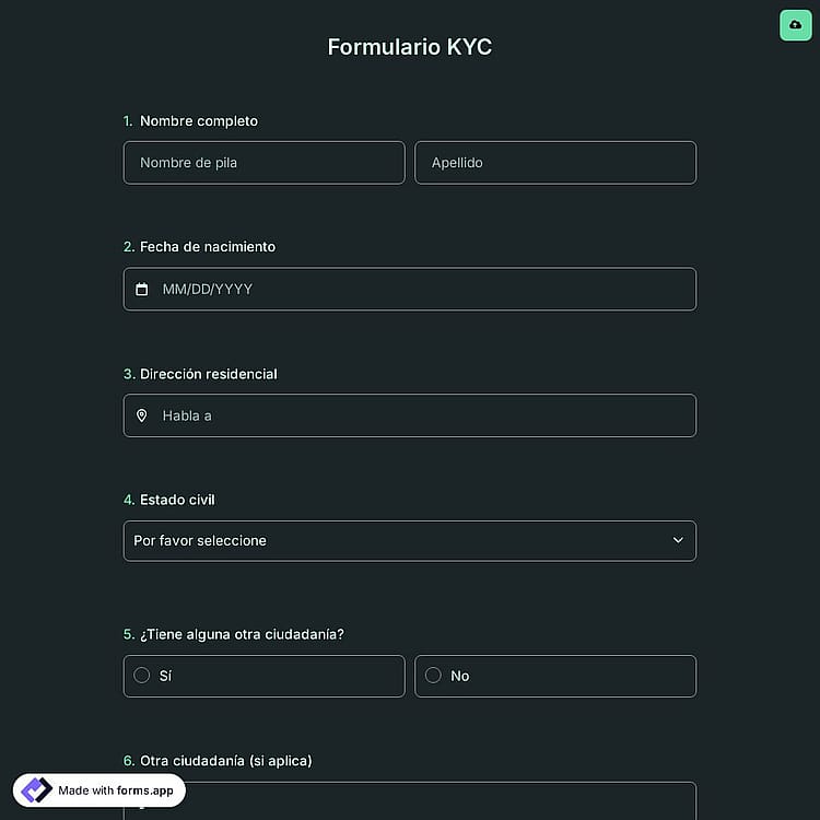 Formulario KYC