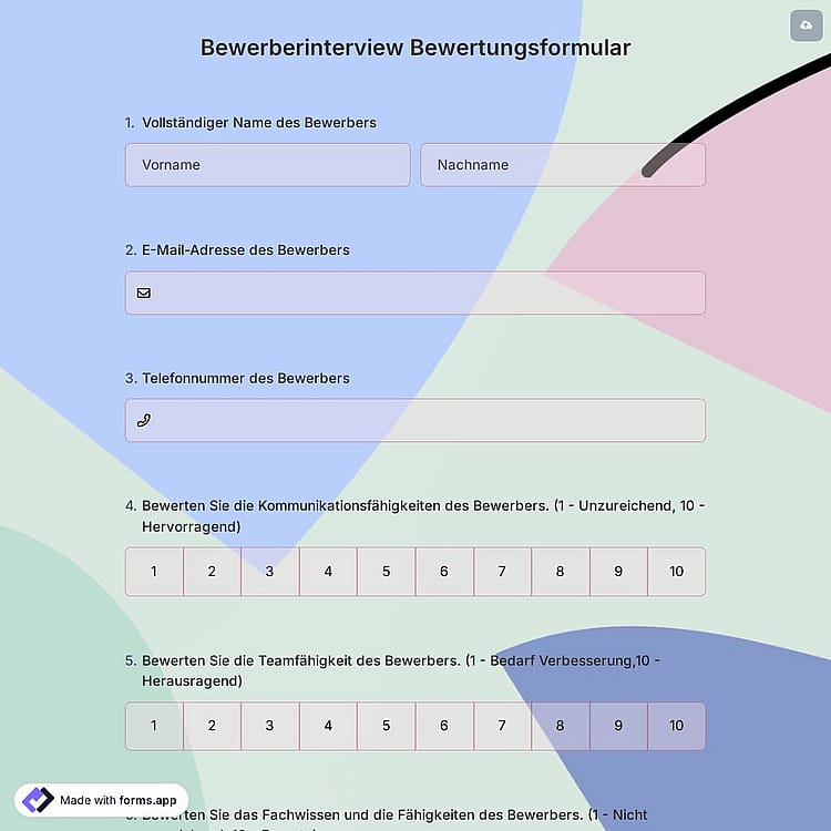 Bewerberinterview Bewertungsformular