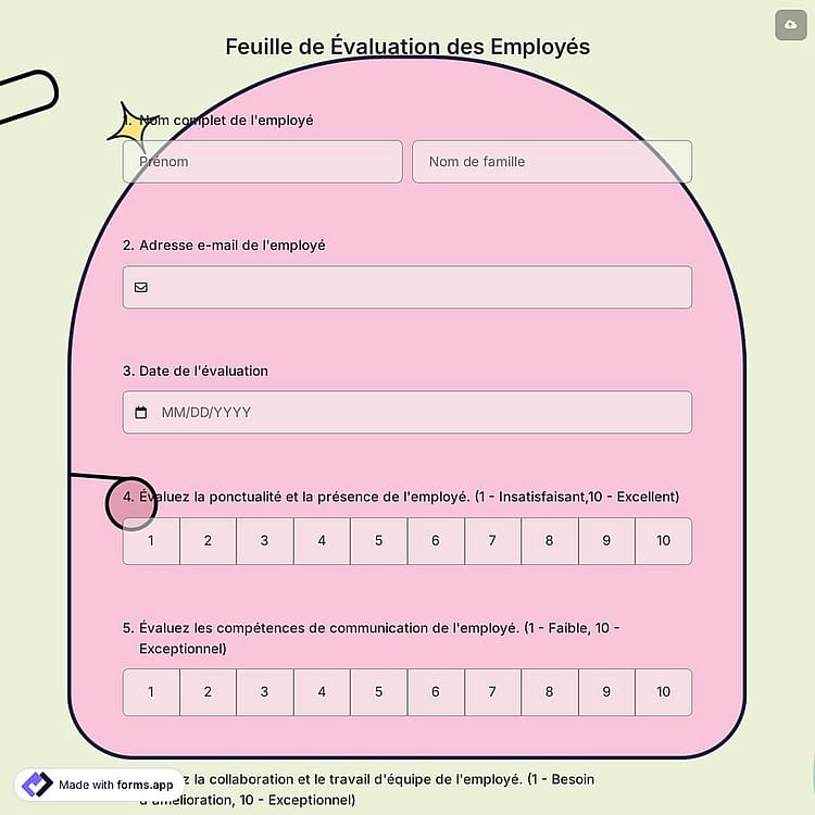 Feuille de Évaluation des Employés