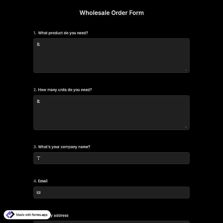 Wholesale Order Form