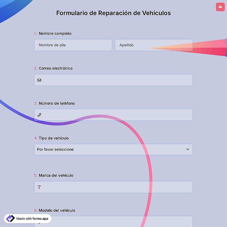 Formulario de Reparación de Vehículos