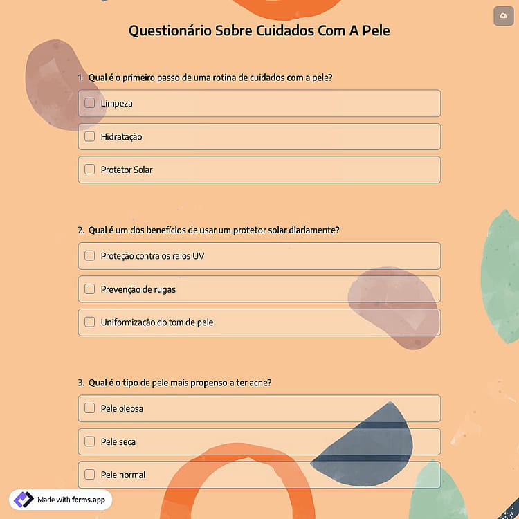 Questionário Sobre Cuidados Com A Pele