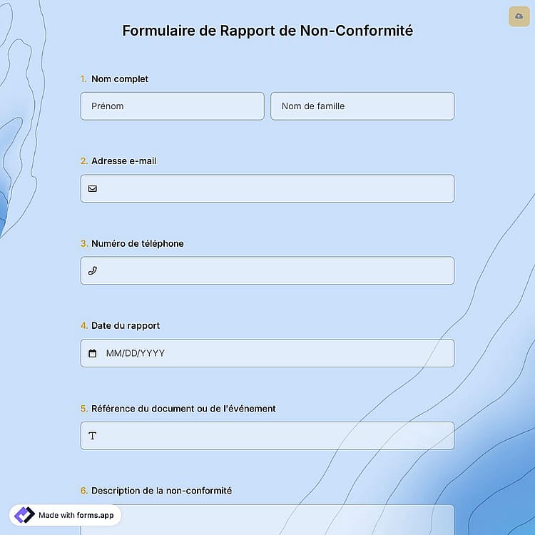 Formulaire de Rapport de Non-Conformité