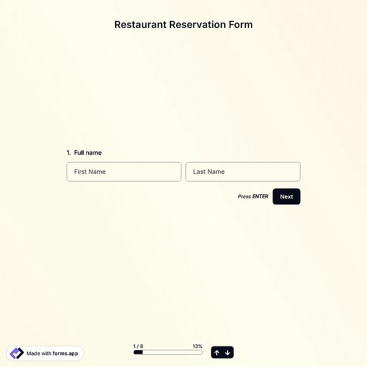 Restaurant Reservation Form