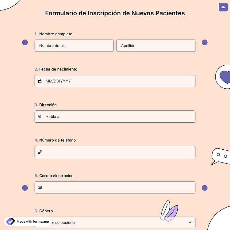Formulario de Inscripción de Nuevos Pacientes