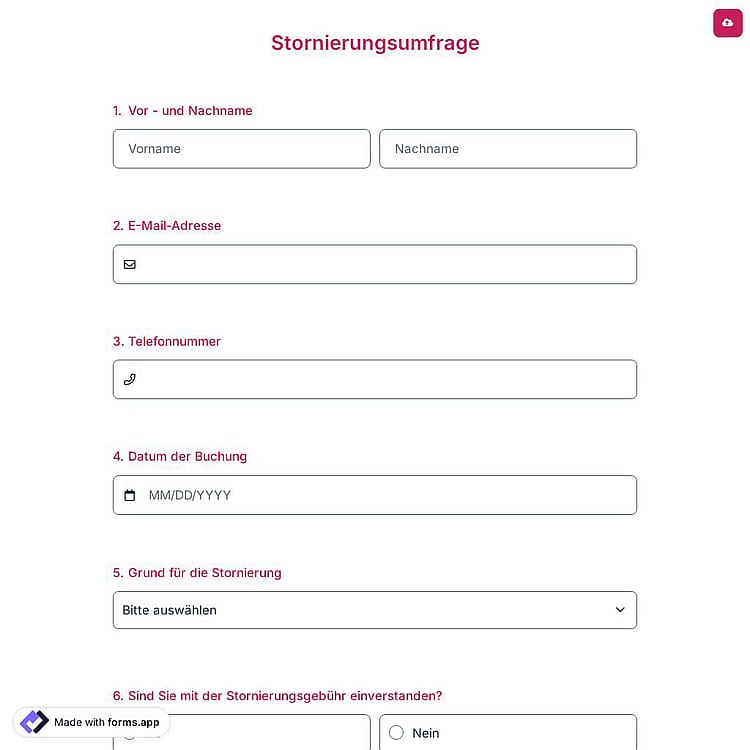 Stornierungsumfrage