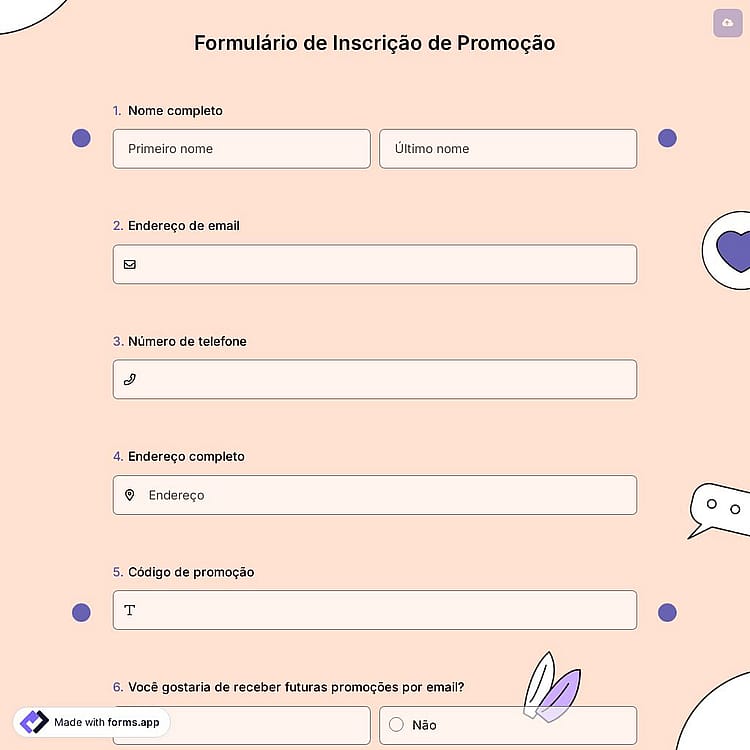 Formulário de Inscrição de Promoção