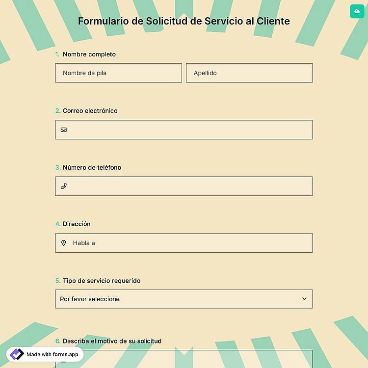 Formulario de Solicitud de Servicio al Cliente