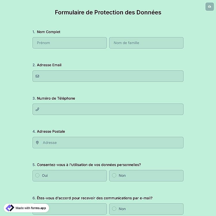 Formulaire de Protection des Données