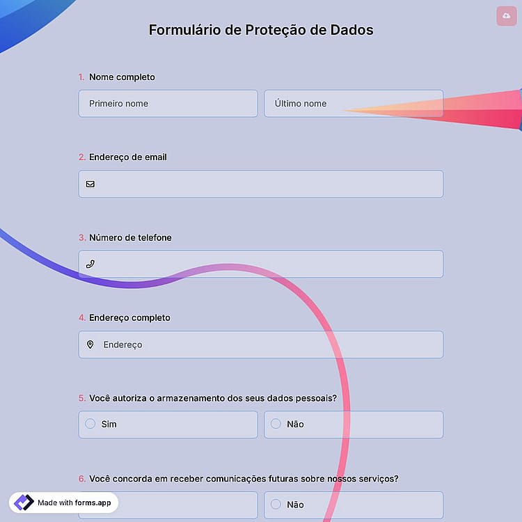 Formulário de Proteção de Dados