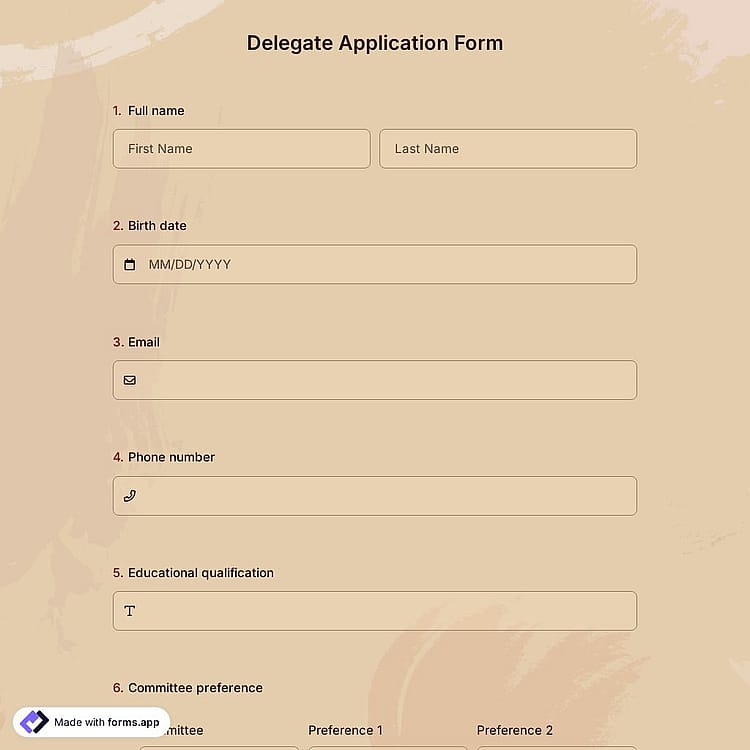 Delegate Application Form