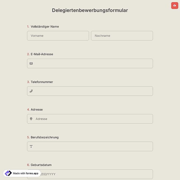 Delegiertenbewerbungsformular