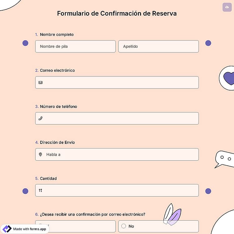 Formulario de Confirmación de Reserva