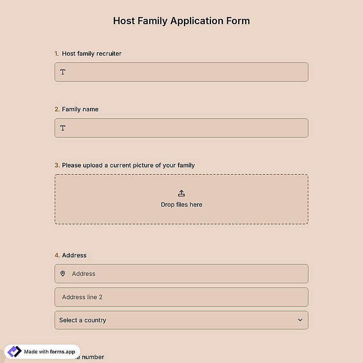 Host Family Application Form