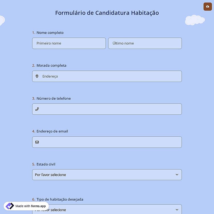 Formulário de Candidatura Habitação