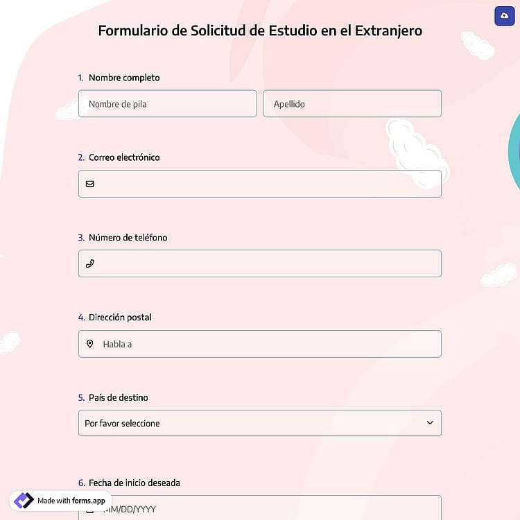 Formulario de Solicitud de Estudio en el Extranjero